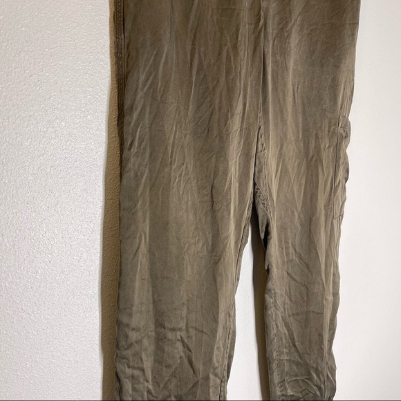Theory Thorelle Silk Cargo Pants Dark Green Vintage Satin Straight Size 6 Women - Picture 4 of 12